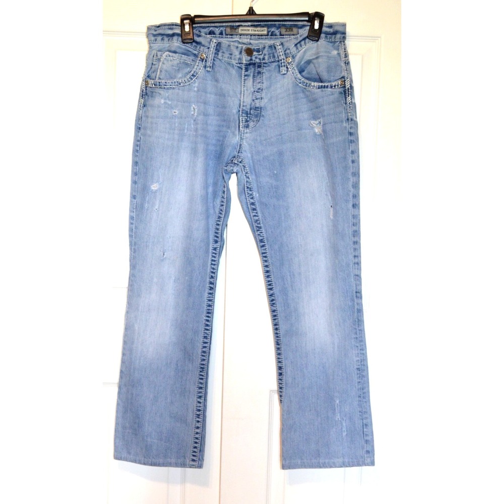 BKE Buckle Derek Straight Blue Jeans Mens‎ 33R  Inseam 27.5" Some Distress